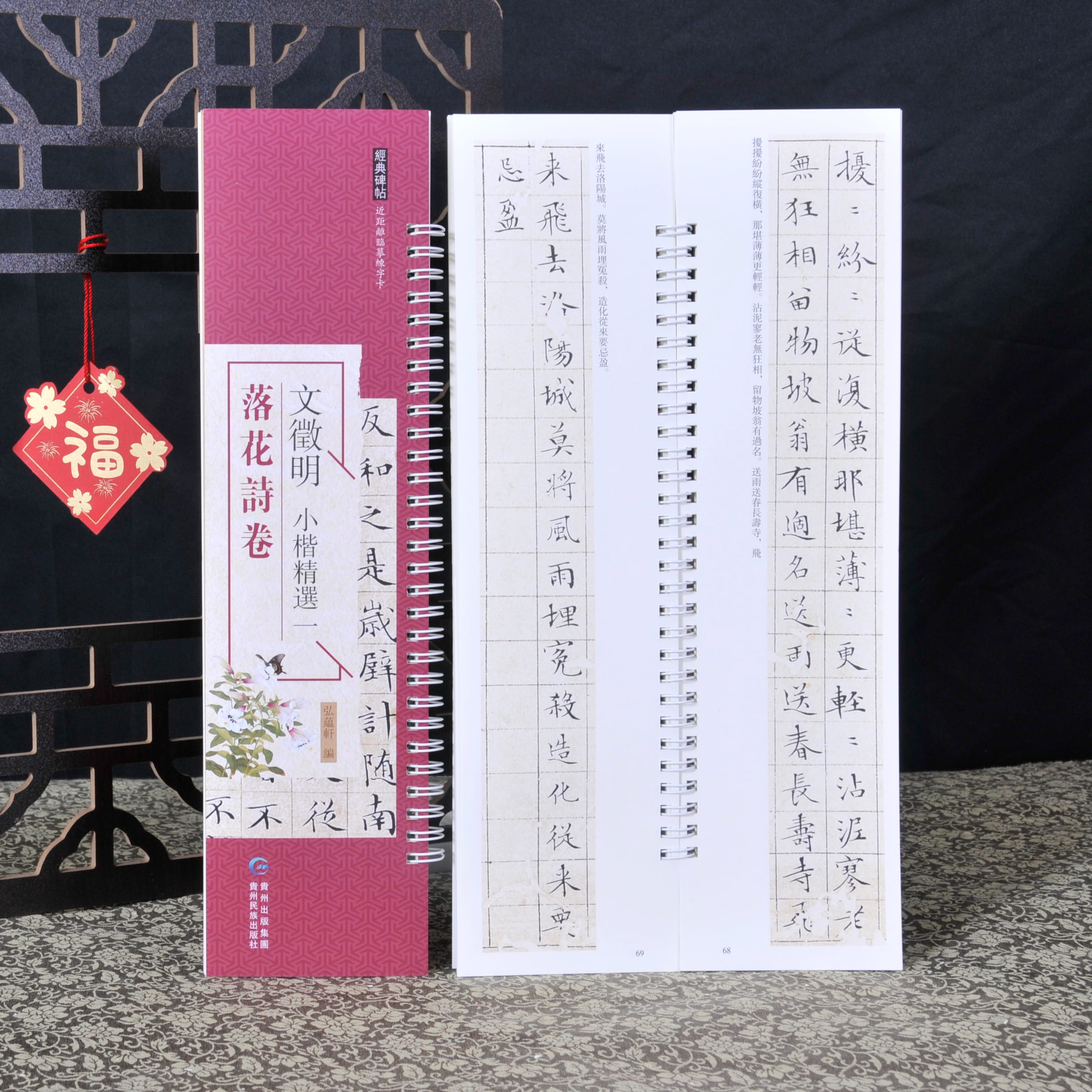 文征明落花诗卷毛笔书法字帖成人学生临摹学习范本近距离临摹字卡