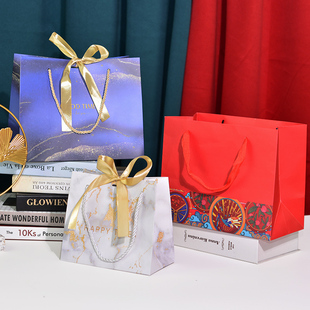 节日礼品袋大号包装袋现货手提袋纸袋国潮风回礼礼物袋