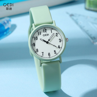 歌迪夏季 硅胶防水学生运动简约高颜值糖果色休闲石英腕表考试手表