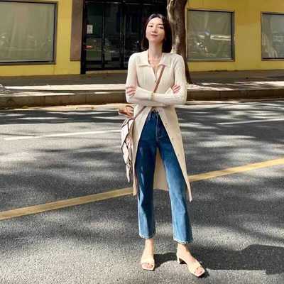 开衫新款单排扣秋冬修身显瘦