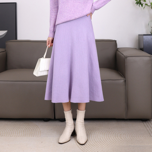 a字裙子配毛衣 松紧腰显瘦小个子伞裙时尚 针织半身裙冬季 2025新款