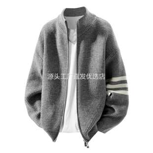 点击率男装冬季爆款美式外套慵懒风开衫秋冬季休闲针织衫男士毛衣