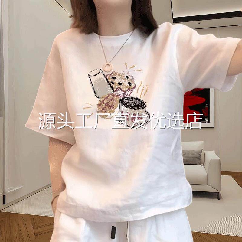点击率女装2026新款港式纯棉短袖夏季宽松透气T恤衫百搭洋派上衣