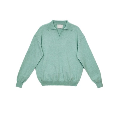 时髦精 调色海鸥领羊毛针织衫毛衣纯色落肩廓形