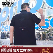 保罗衫 GxxH大码 Polo加肥加大蜜蜂绣花胖人半袖 潮胖子宽松短袖 男装