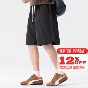 美式 子网眼透气速干胖子短裤 冰丝五分裤 裤 男休闲薄款 GxxH潮牌大码