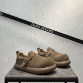 百搭潮厚底增高鞋 男士 真皮德比鞋 一脚蹬大头鞋 勃肯鞋 2025秋冬新款