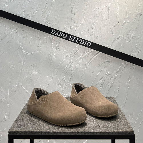 真皮软底勃肯鞋加绒一脚蹬大头鞋