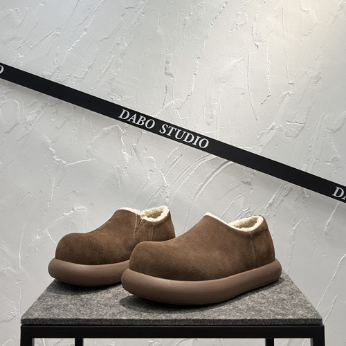 一脚蹬加绒棉鞋真皮小土豆勃肯鞋