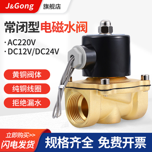 全铜常闭电磁阀电控水阀开关气阀220V24V控制阀放水电池阀水控阀