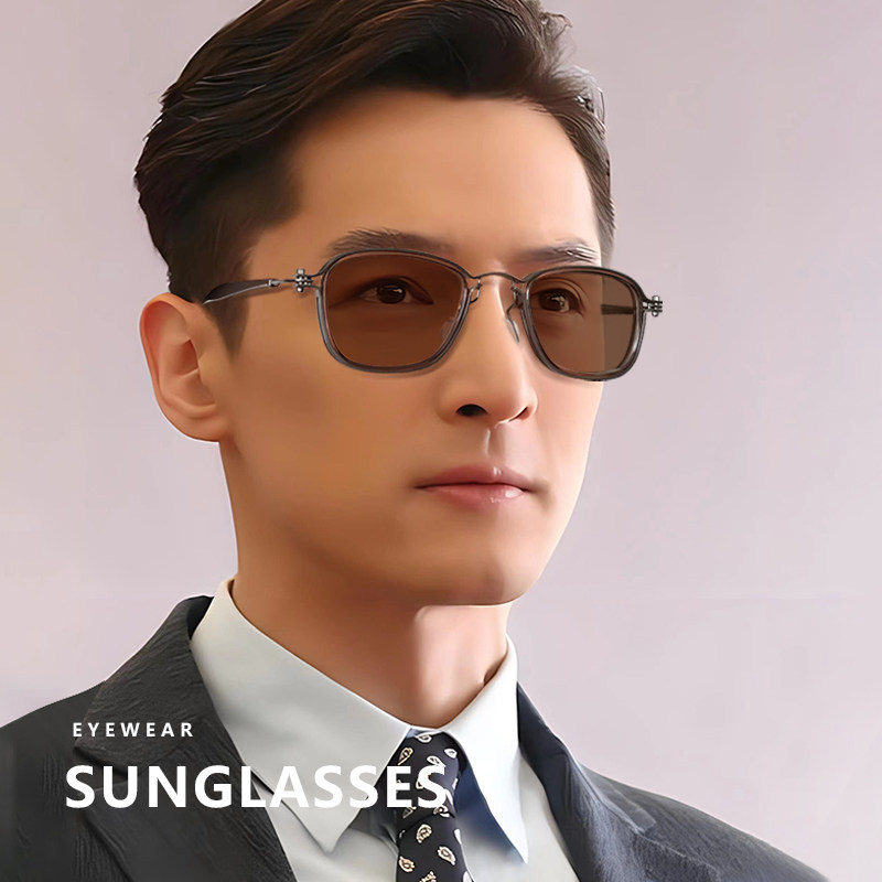 茶色墨镜男士2025新款偏光太阳眼镜高级感带度数防紫外线开车专用