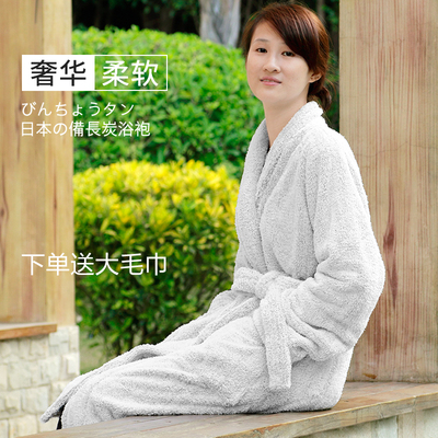 OLON日本备长炭抗菌超柔软浴袍长款睡袍成人男女吸水厚浴衣毛巾料