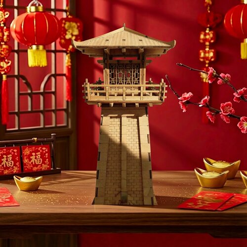 阙楼木质古塔拼装模型益智启蒙