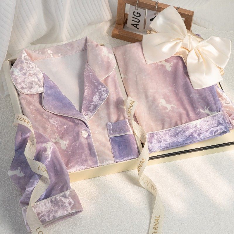 猫人金丝绒睡衣女带胸垫秋冬季新款加绒保暖春秋高级感送闺蜜礼盒