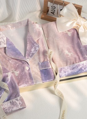 猫人金丝绒睡衣女带胸垫秋冬季新款加绒保暖春秋高级感送闺蜜礼盒