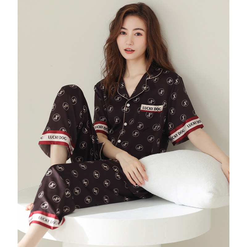 猫人带胸垫冰丝睡衣女夏季2026新款高级感送妈妈阿姨家居服可外穿