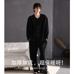 猫人珊瑚绒睡衣冬季 法兰绒保暖宽松可外穿家居服冬 加绒加厚2025款