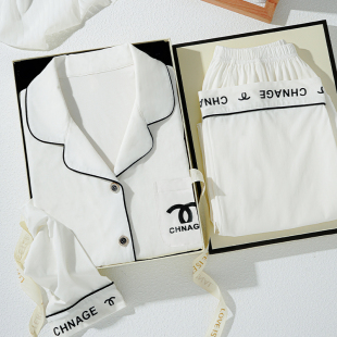 高级感家居服送闺蜜礼盒 2025新款 猫人纯棉睡衣女带胸垫春秋款 长袖