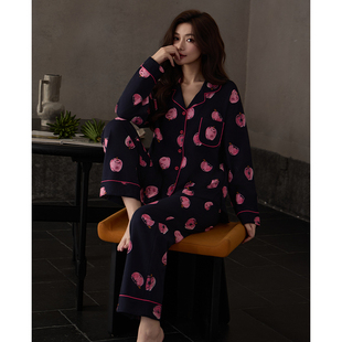 猫人带胸垫睡衣女春秋款纯棉2025新款高级感长袖宽松家居服可外穿