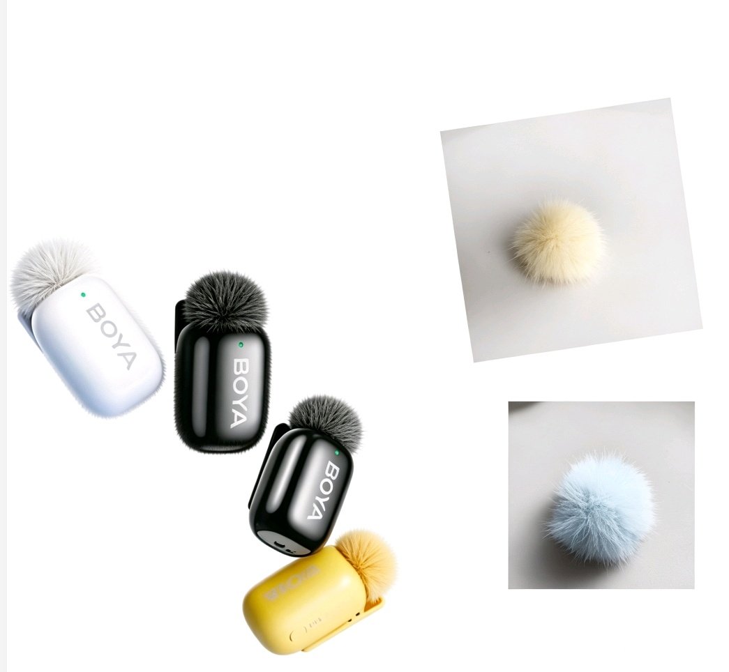 博雅BOYA mini2迷你麦克风降噪毛罩保护套夹领式直播收音毛衣咪罩