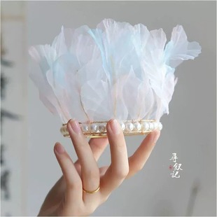 宋制汉服头饰明代围髻汉服配饰清冷感花冠盘发挽莲花发头冠饰品