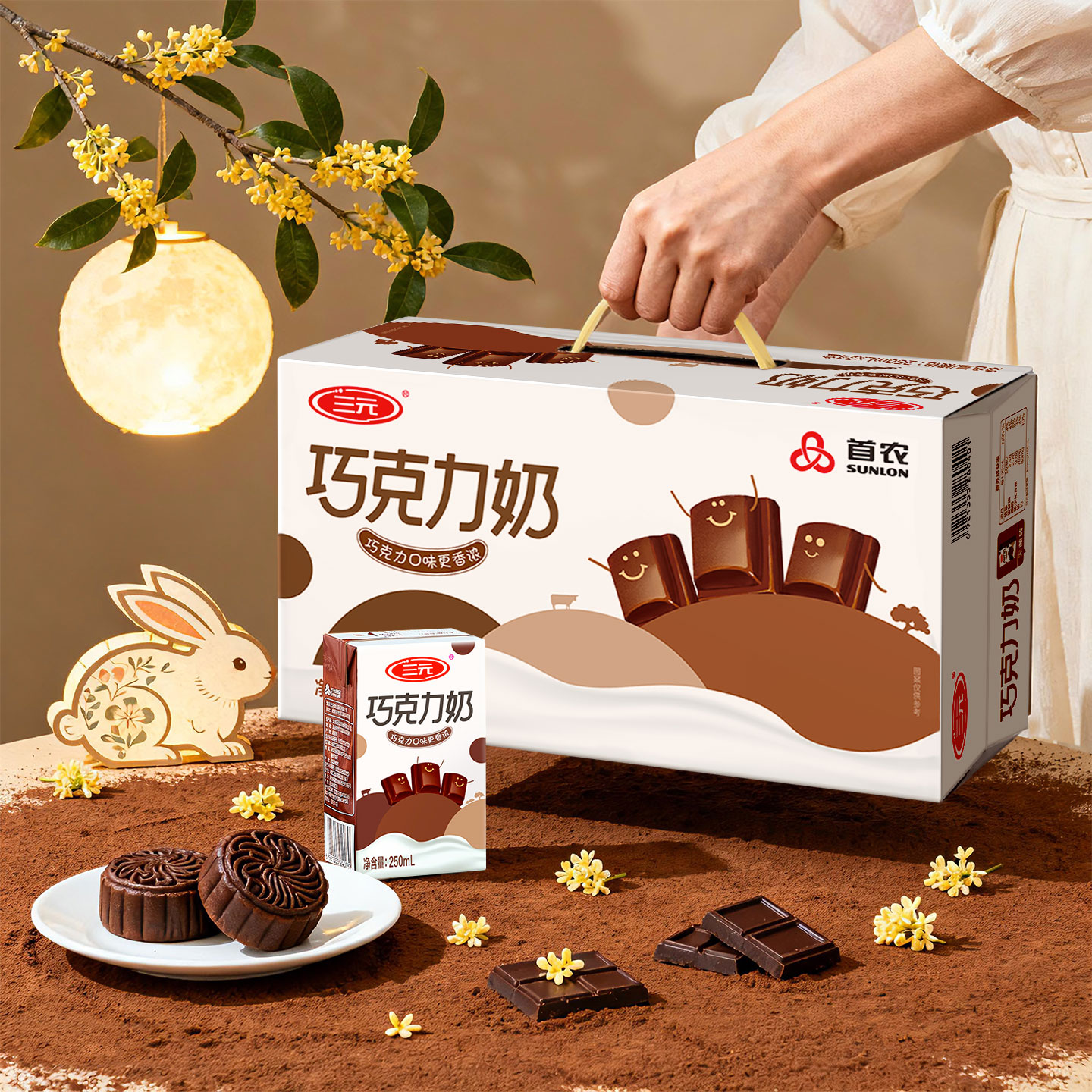 三元巧克力奶250ml*24盒风味饮料