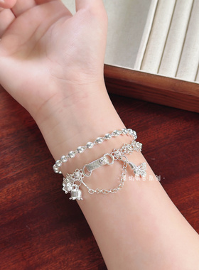 手工手链足银复古梅花