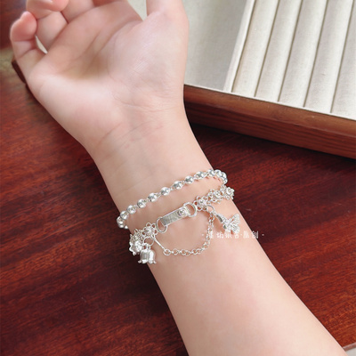 手工手链足银复古梅花