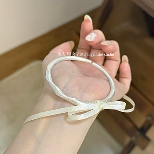 足银999.9莫比乌斯环扭纹实心银手镯古法缎面开口银手环闺蜜礼物