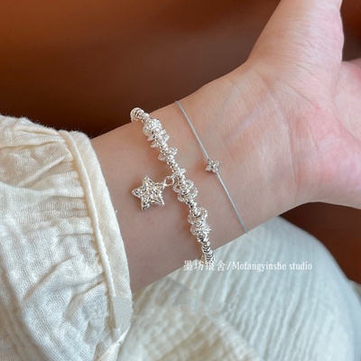 许愿星足银999五角星盘缠手链