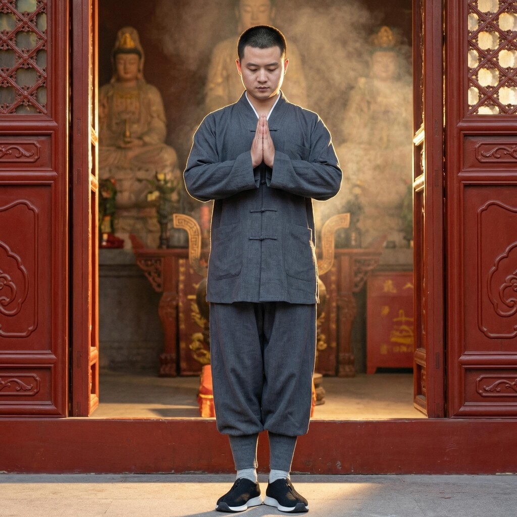 新款僧服高档短褂套装长拉链免绑腿出家师父高端短褂四季新款