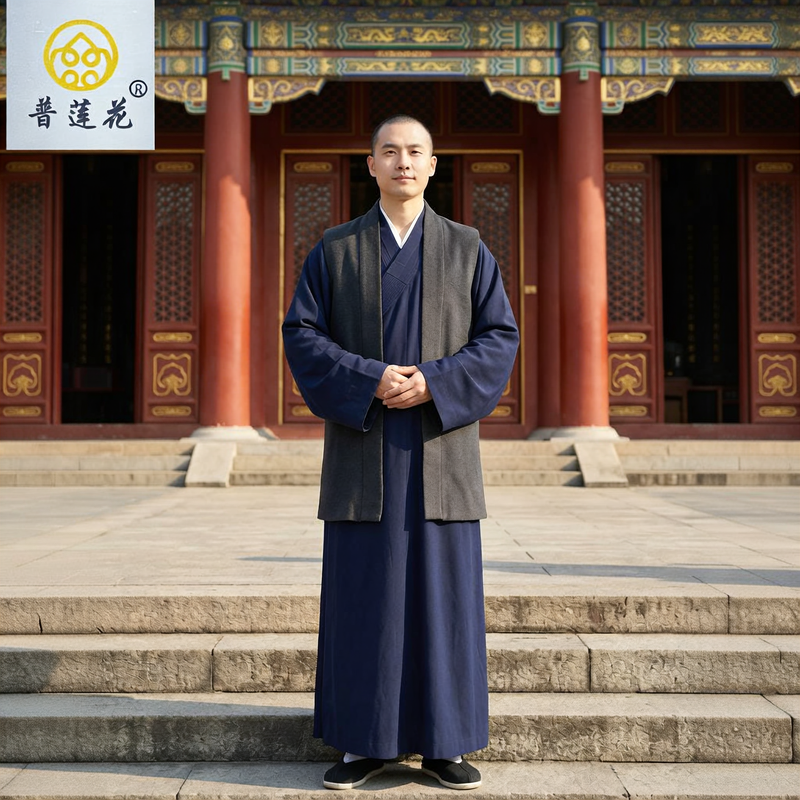 僧人冬款外搭马夹开衫双面羊绒大褂外搭衣保暖挤寒马夹普莲花新品
