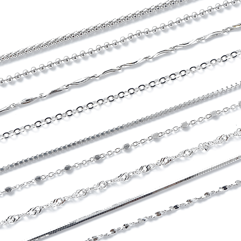 S925银项链女纯银毛衣链长款无吊坠链子裸链加长银链素链999足银