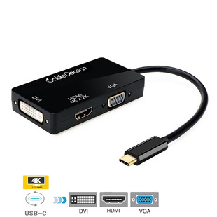 Macbook笔记本电脑转接线type-c转vga hdmi dvi4合一转换器连接器