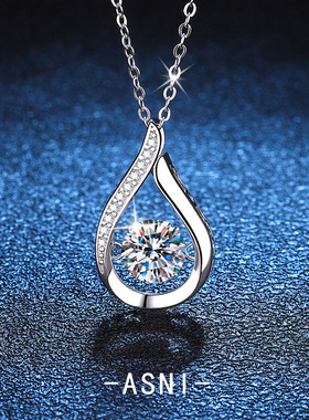 超闪不过敏莫桑石18K金单钻项链纯银不掉色轻奢锁骨链礼物高级感