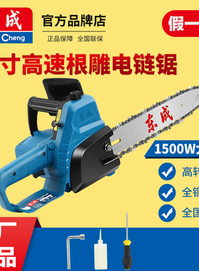 东成12寸电链锯根雕电锯链条锯木工锯雕刻木雕打胚切割锯FF03-300