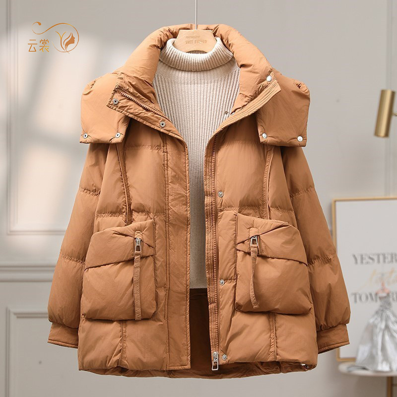 中长款羽绒服女2025冬季新款90白鸭绒宽松加厚可脱卸帽小个子外套