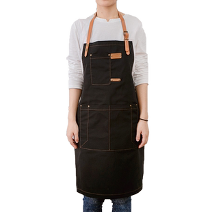 简约时尚酒店厨师防污围裙花房咖啡厅温馨烘焙工作服定制印彩图