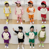 运动服套装 4折 棒球帽 儿童水果纯棉长袖 短裤 现货 韩国Edition