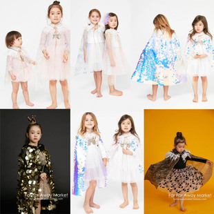 6折 现货 美国潮牌Petite Hailey 儿童女童美人鱼公主披风生日INS