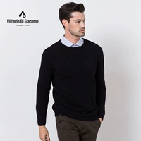 VITTORIO DI GIACOMO / Digamer áo len cashmere màu đen cổ tròn nam Áo len mỏng ấm áp - Áo len Cashmere quần áo unisex