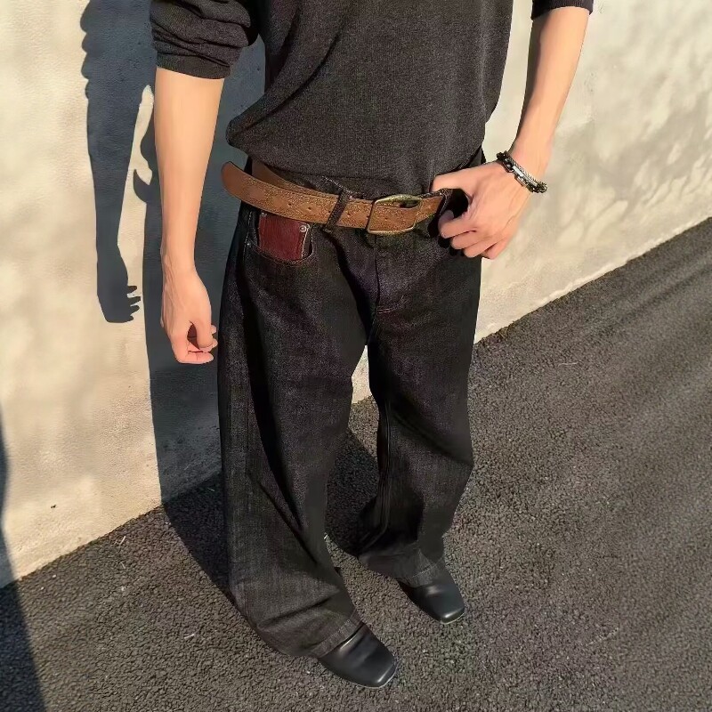 美式赤马原牛牛仔裤cleanfit黑色
