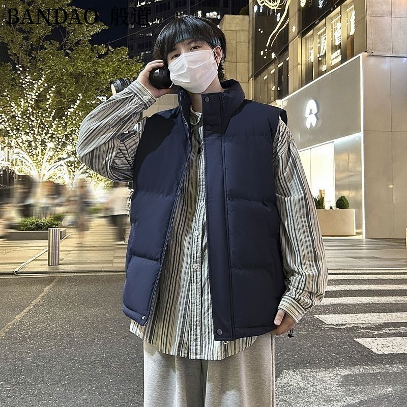 藏蓝色羽绒马甲男款冬季青少年