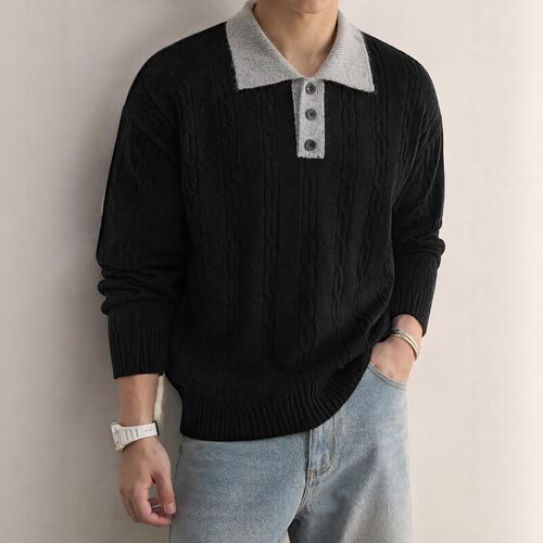 港风毛衣男2026春秋冬宽松设计