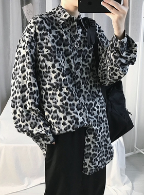 冷淡风男装高级感豹纹pureピュア衬衫韩版衬衣内搭叠穿搭炸街外套