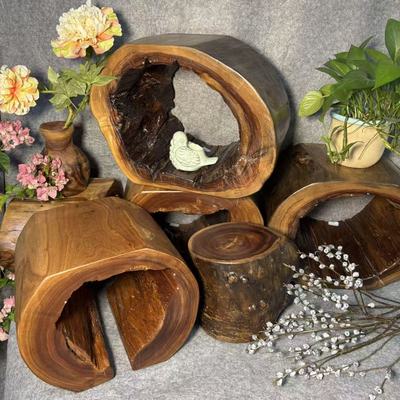 侘寂风天然木墩原木树桩根雕凳子