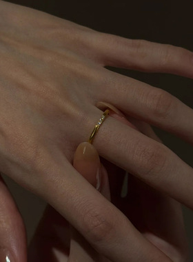 中古风素金点钻女戒10