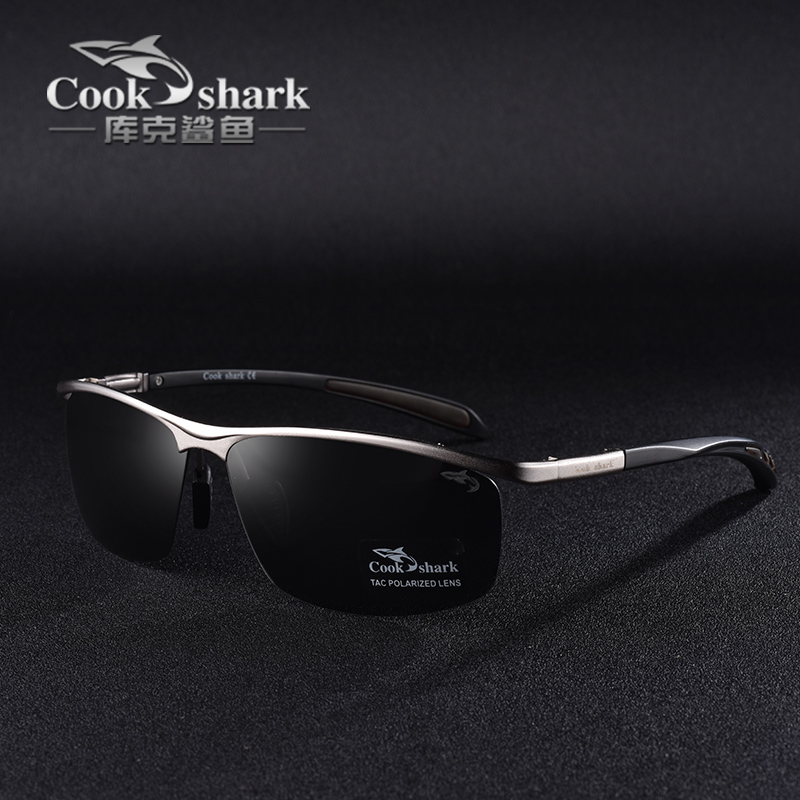 库克鲨鱼新款运动太阳镜铝镁偏光骑行钓鱼开车专用墨镜防晒眼镜男