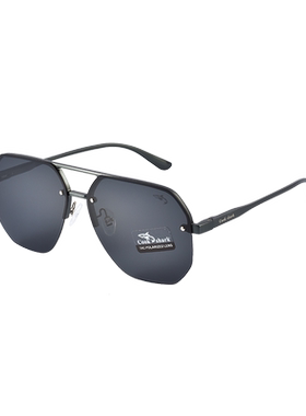 库克鲨鱼偏光变色个性半框墨镜男