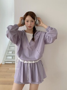 裙 高品质连帽宽松休闲防晒衣外套女百搭高腰短裤 SY森系新款 时尚